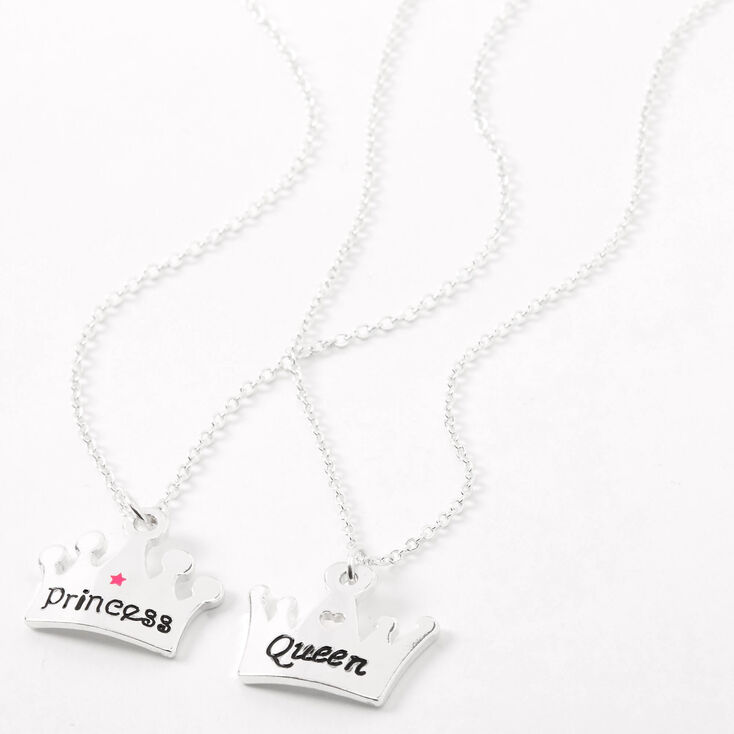 Best Friends Queen Princess Tiara Pendant Necklaces - 2 Pack,