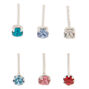 22G Sterling Silver Rainbow Crystal Nose Studs - 6 Pack,