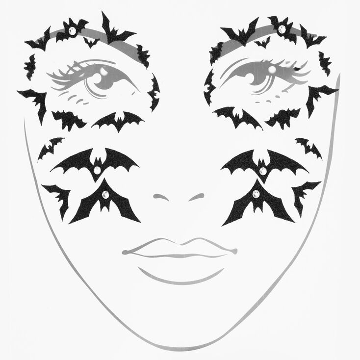 Halloween Glitter Bat Face Tattoos - Black,