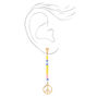 Gold Peace Sign Beaded 2&quot; Drop Earrings,