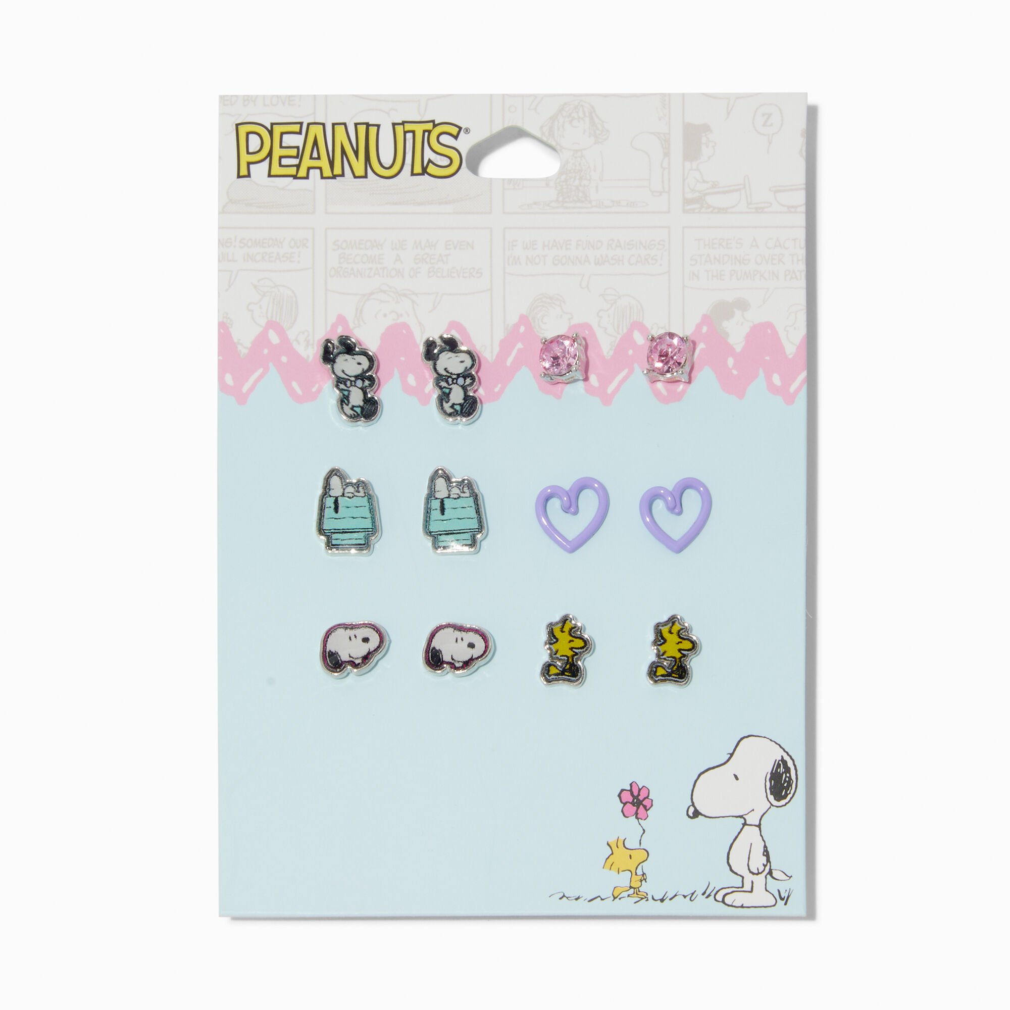 Peanuts™ Snoopy & Woodstock Stud Earrings - 6 Pack,