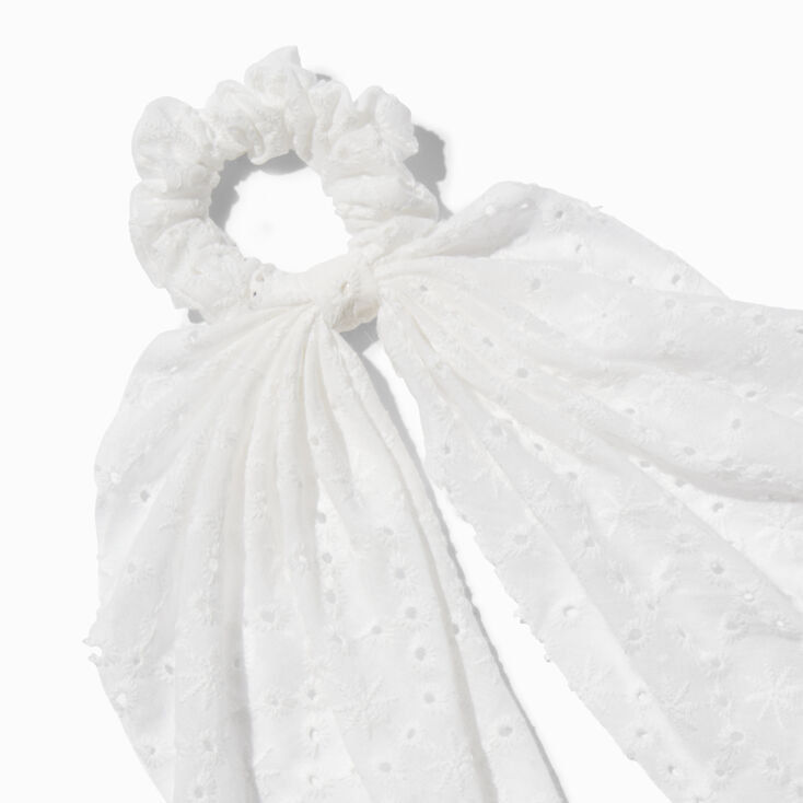 White Eyelet Hair Scrunchie Scarf,