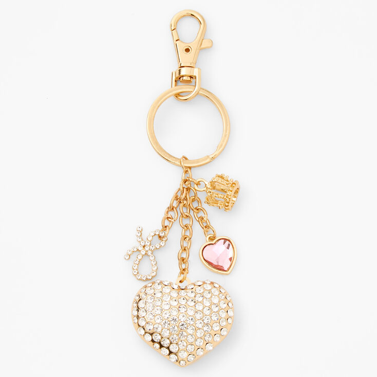 Gold Rhinestone Charm Keychain,