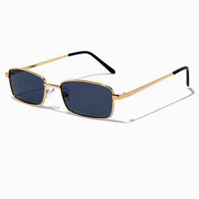 Gold Rectangular Metal Sunglasses,