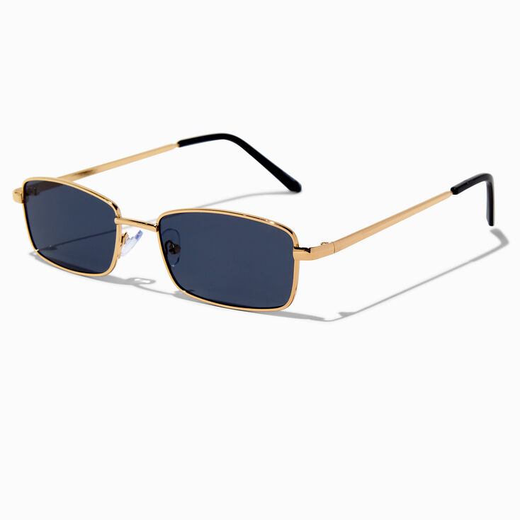 Gold Rectangular Metal Sunglasses,