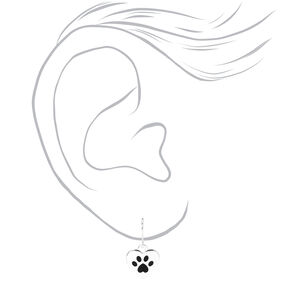 Silver 0.5&#39;&#39; Paw Print Drop Earrings,