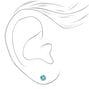 Silver Cubic Zirconia Round Stud Earrings - Turquoise, 5MM,