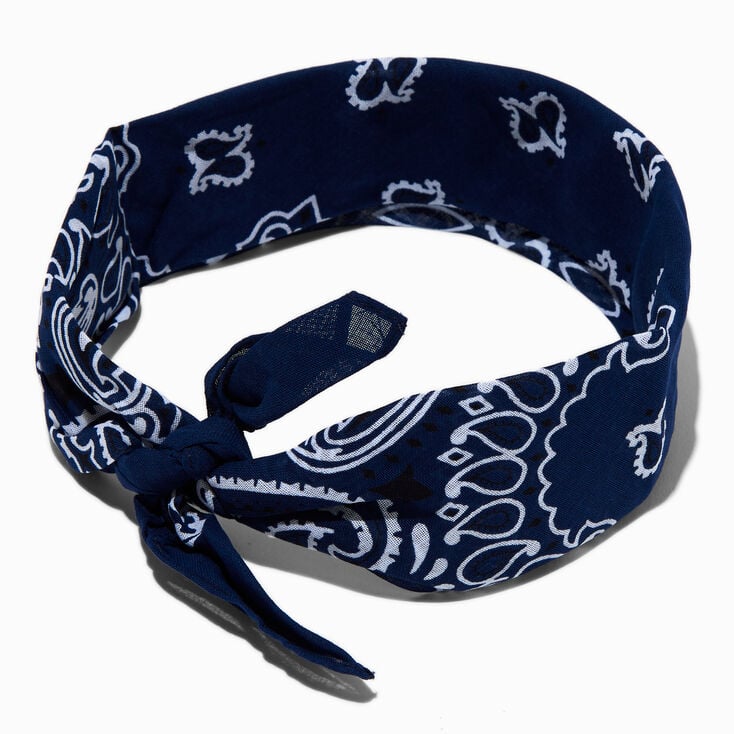 Navy Blue Paisley Bandana Headwrap,