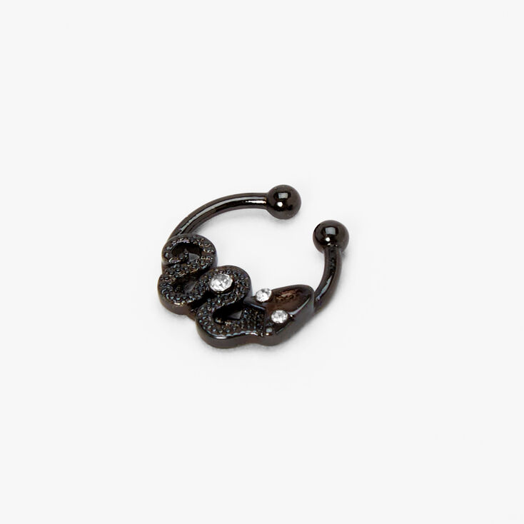 Embellished Black Snake Faux Septum Nose Ring,