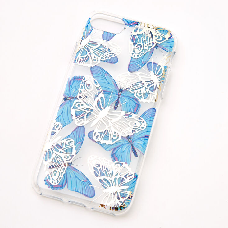 Blue &amp; White Butterflies Phone Case - Fits iPhone 6/7/8/SE,
