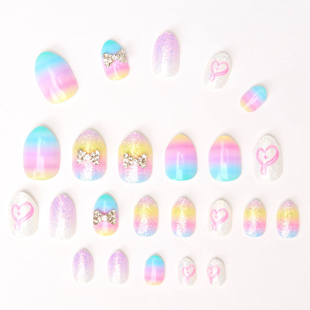 JoJo Siwa™ Stiletto Press On Faux Nail Set – Rainbow, 24 Pack,