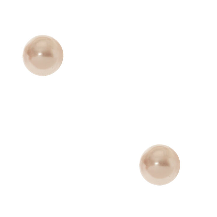 10MM Blush Pink Faux Pearl Stud Earrings,