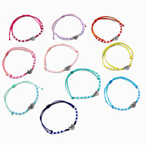 Best Friends Heart Adjustable Bracelets - 10 Pack,