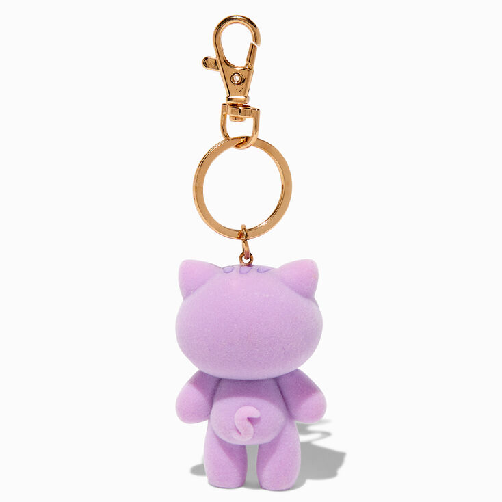 Purple Plush Cat Keychain ,