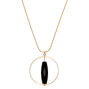 Gold Spin Stone Long Pendant Necklace,