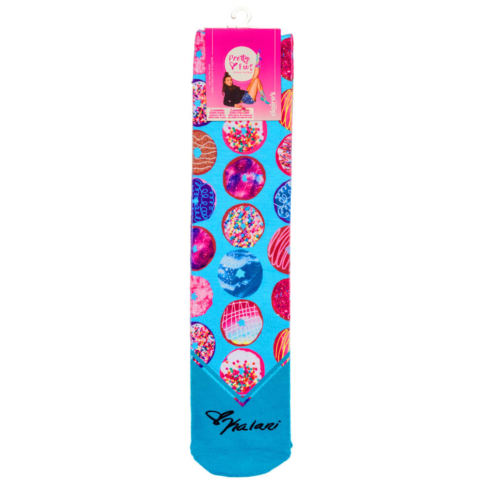Kalani Hilliker Pretty Feet Donut Design Socks- Turquoise,