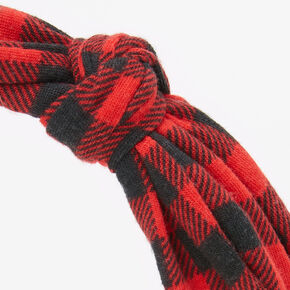 Red &amp; Black Plaid Knotted Bow Headband,