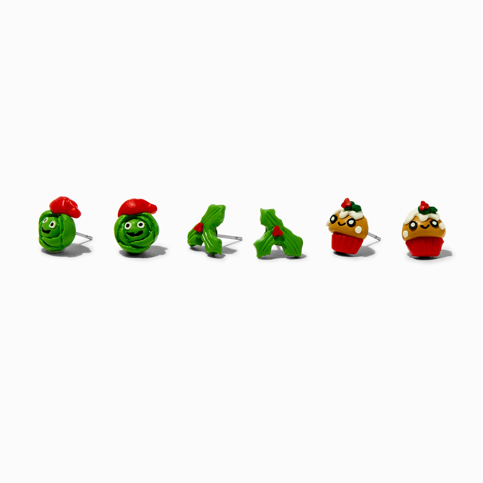 View Claires Holiday Traditions Fimo Clay Stud Earrings 3 Pack information