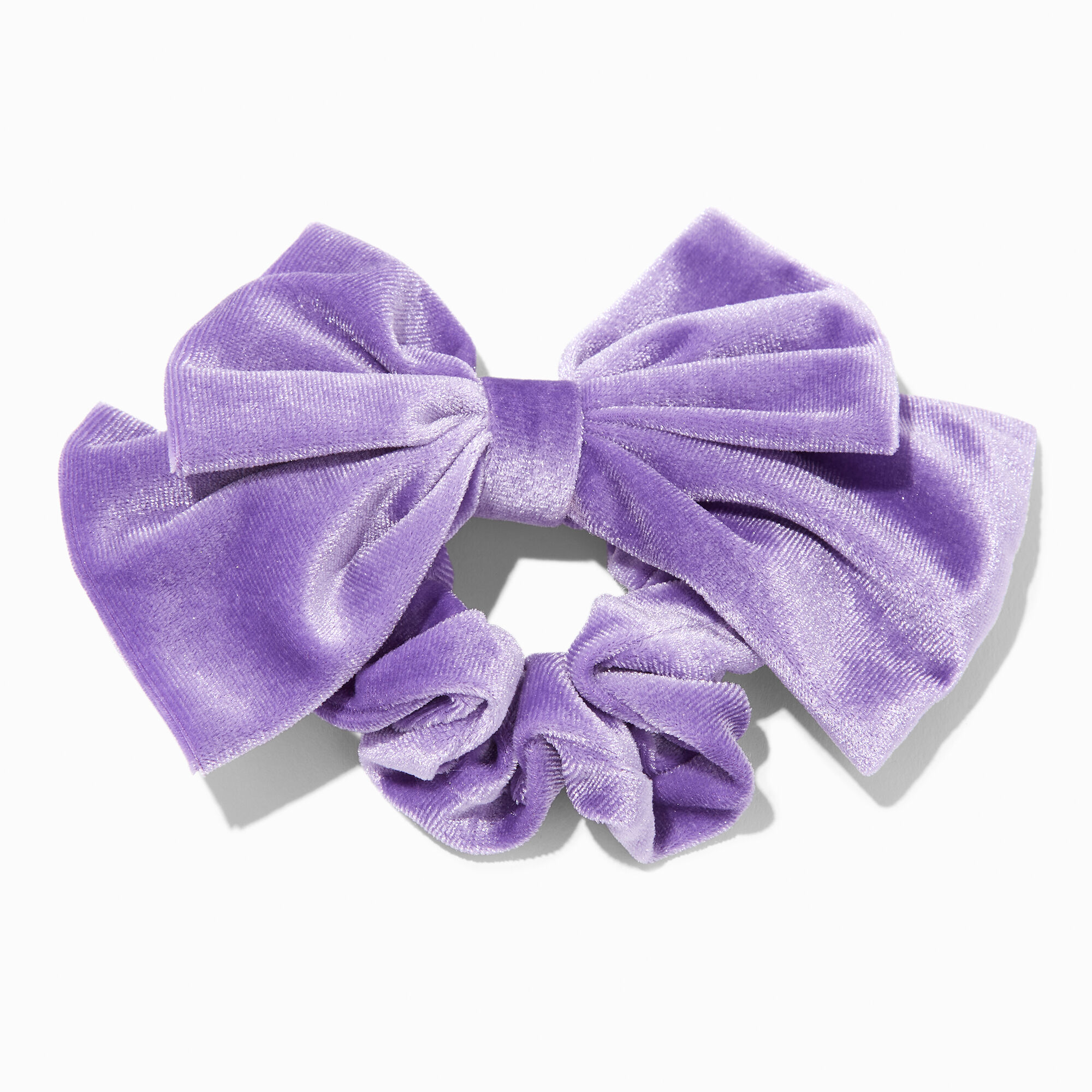 View Claires Velvet Bow Hair Scrunchie Lilac information