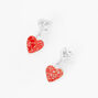 Sterling Silver Heart Drop Earrings,