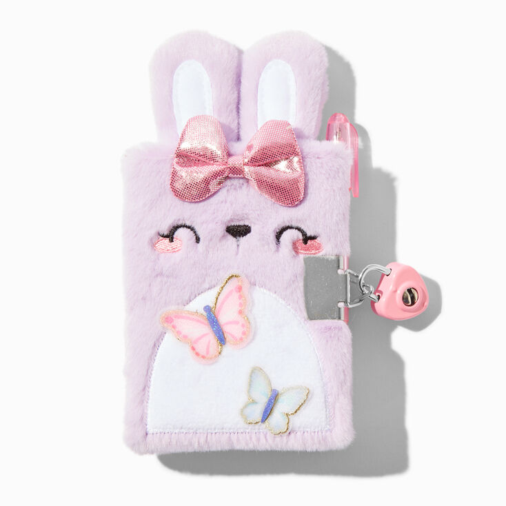 Claire&#39;s Club Butterfly Bunny Plush Mini Lock Diary,