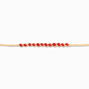 Red Bead Adjustable Cord Wish Bracelet,
