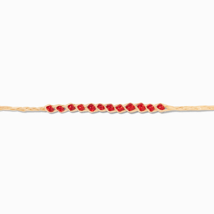 Bracelet v&oelig;u avec perles d&#39;imitation rouges et cordon r&eacute;glable,