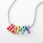 Happy Neon Rainbow Pendant Necklace,