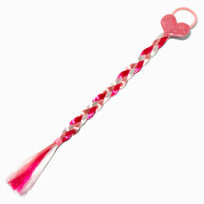 Claire&#39;s Club Pink Puffy Heart Faux Hair Tie,