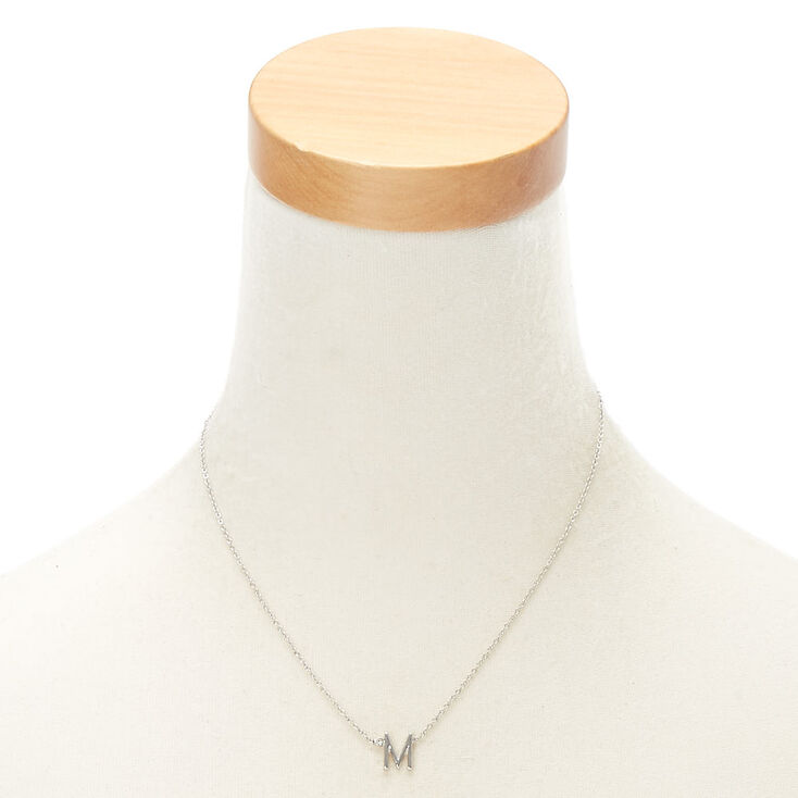 Silver Stone Initial Pendant Necklace - M,
