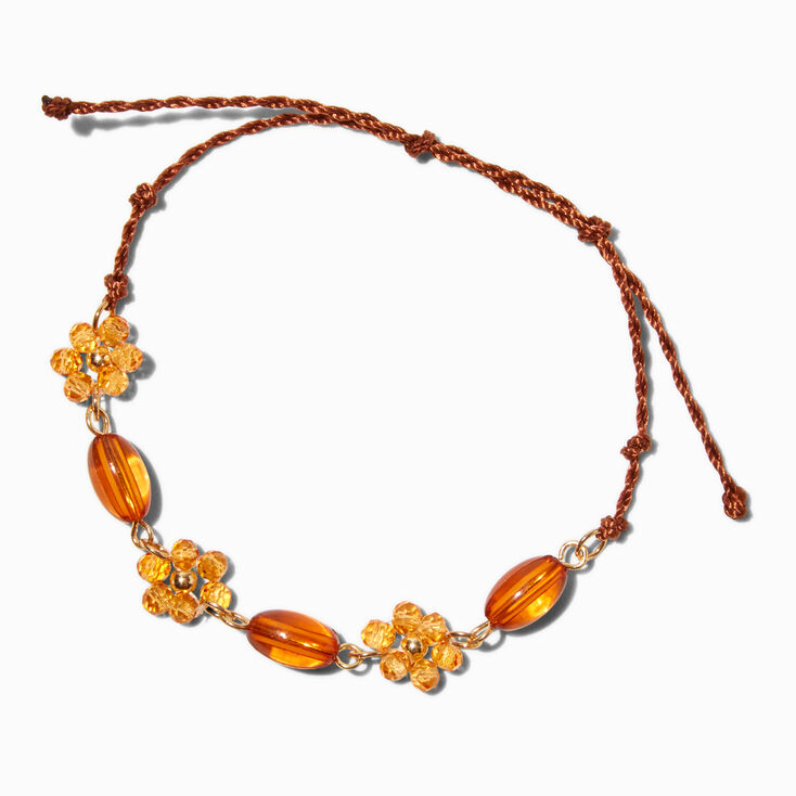Bracelet bolo floral perl&eacute; orange,