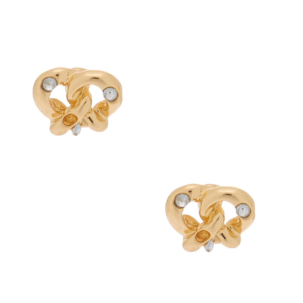 Gold Pretzel Stud Earrings Claire s