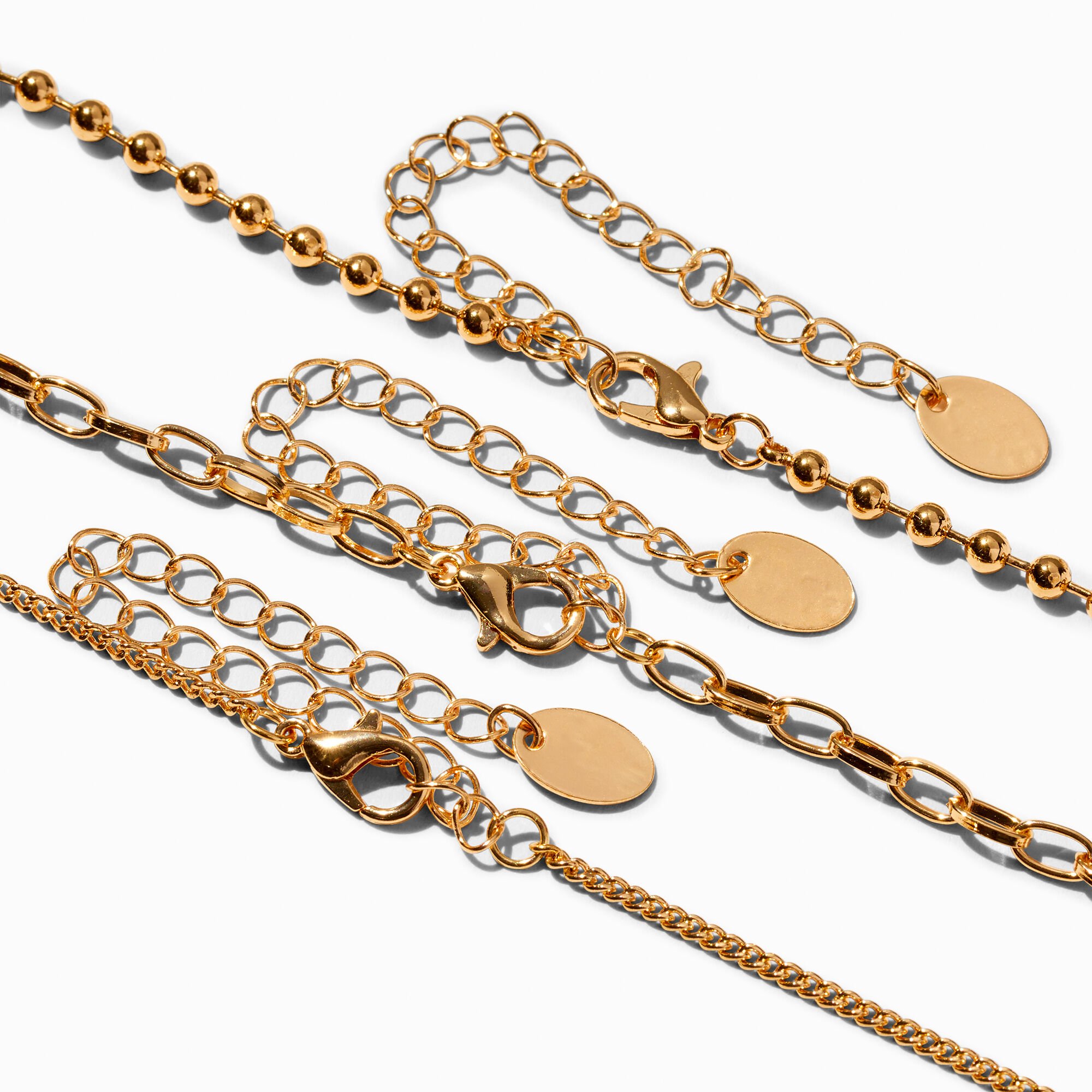 Gold-tone Cross Pendant & Chain Necklaces - 3 Pack,