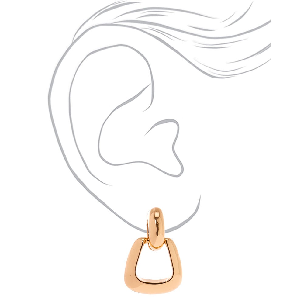 Gold Chunky Clip On Hoop Earrings,