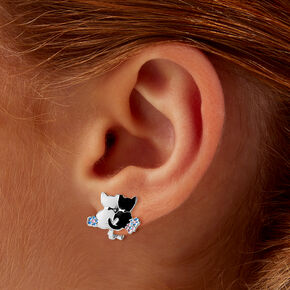 Yin Yang Cat Clip-On Stud Earrings ,