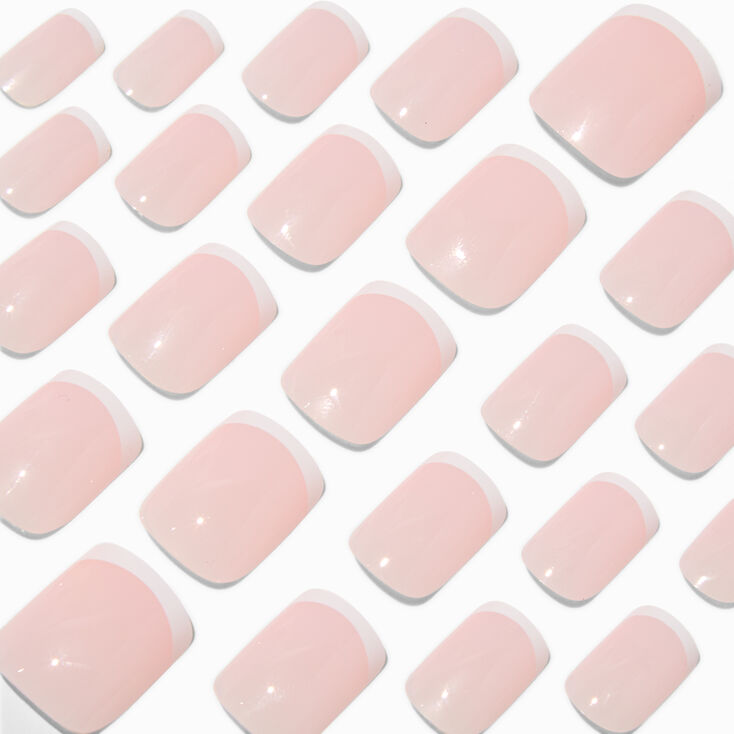 French Tip Medium Square Vegan Faux Nail Set - 24 Pack,