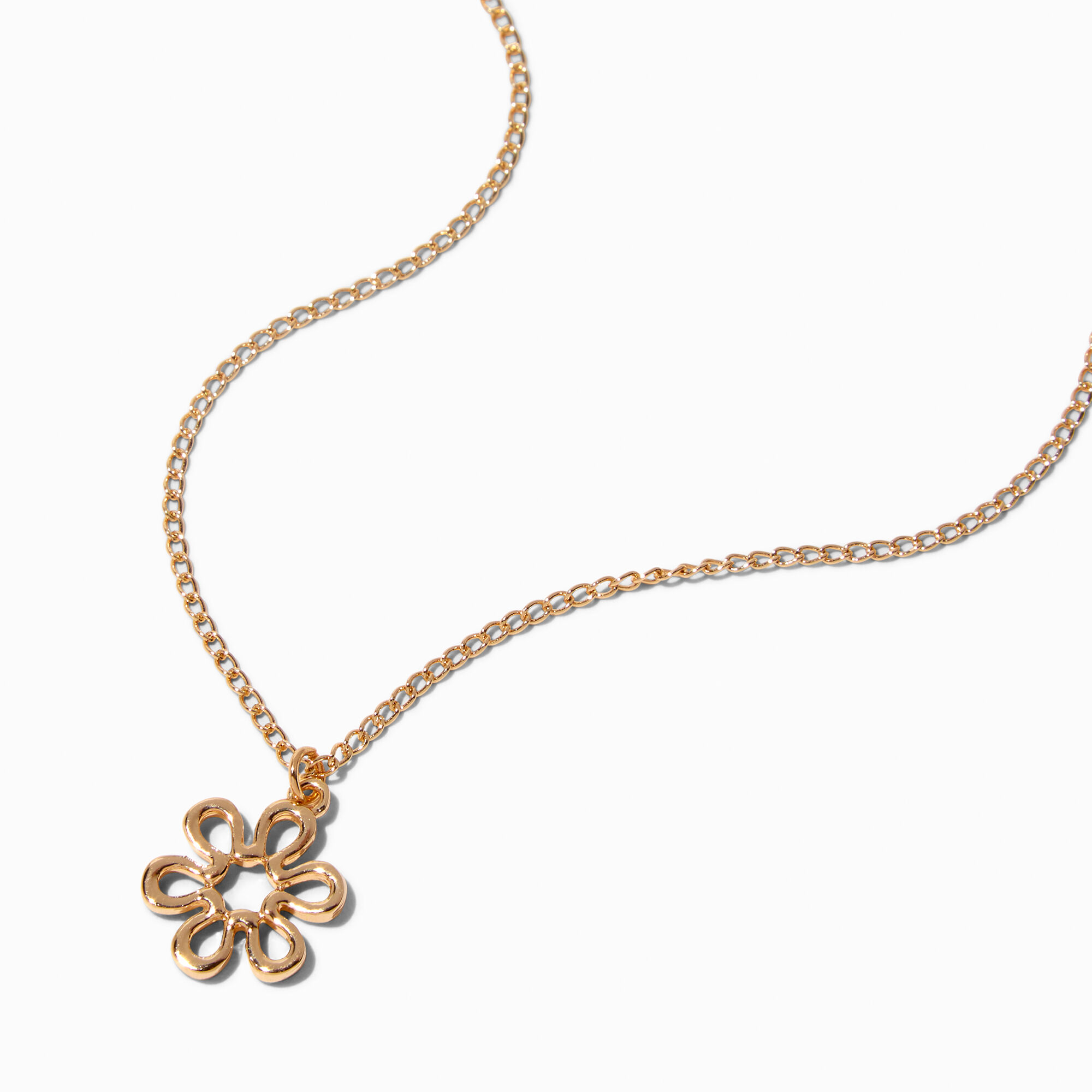 View Claires Recycled Jewelry Tone Daisy Outline Pendant Necklace Gold information