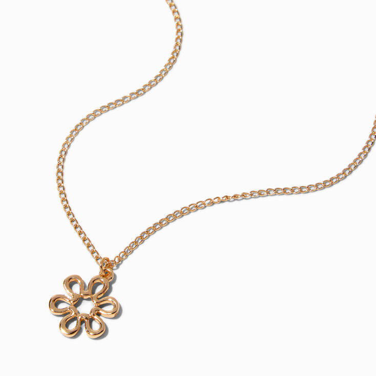 Claire&#39;s Recycled Jewellery Gold-tone Daisy Outline Pendant Necklace,