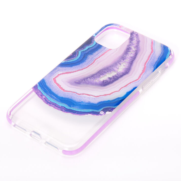 Coque de protection pour portable violette avec agate d&#39;imitation - Compatible avec iPhone&reg;&nbsp;11,