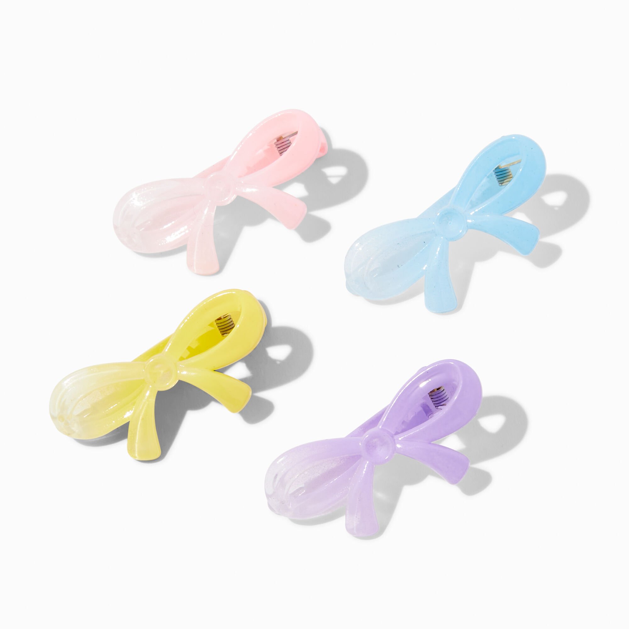 Claire's Club Pastel Plastic Bow Hair Clips - 4 Pack,