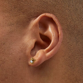 C LUXE by Claire&#39;s Silver-tone Titanium Cubic Zirconia Unicorn Flat Back Stud Earrings,