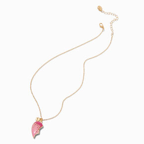 Colliers c&oelig;ur fendu goutte style m&eacute;tal fondu rose Best Friends - Lot de 2,