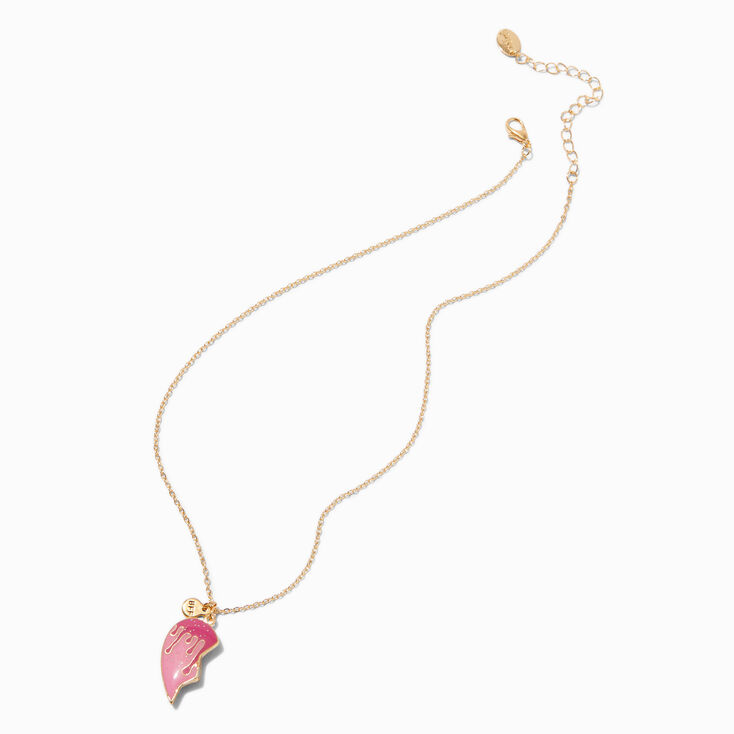Best Friends Pink Molten Drip Split Heart Necklaces - 2 Pack,