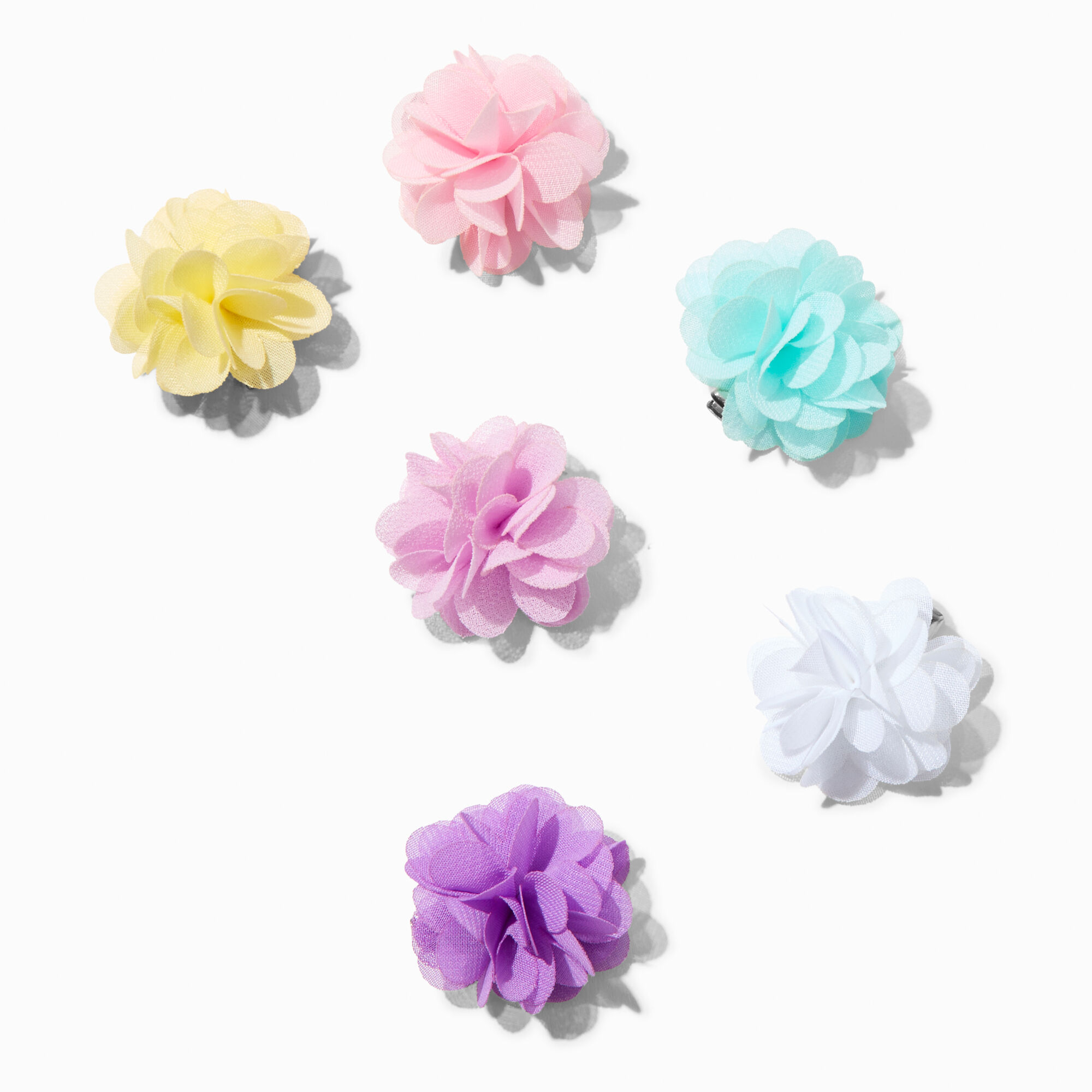 View Claires Club Pastel Chiffon Flower Hair Clips 6 Pack information