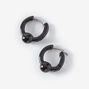 Black Ball Huggie Hoop Earrings,