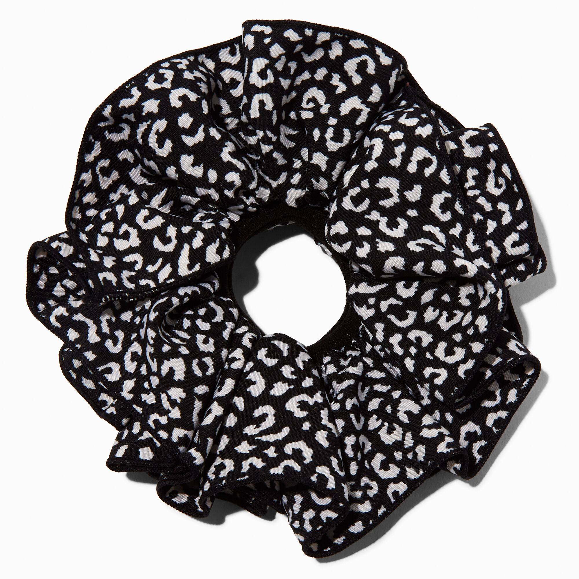 Black & White Cheetah Print Hair Scrunchie,
