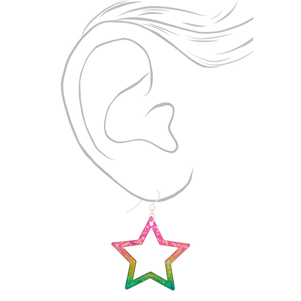1.5" Rainbow Star Drop Earrings,