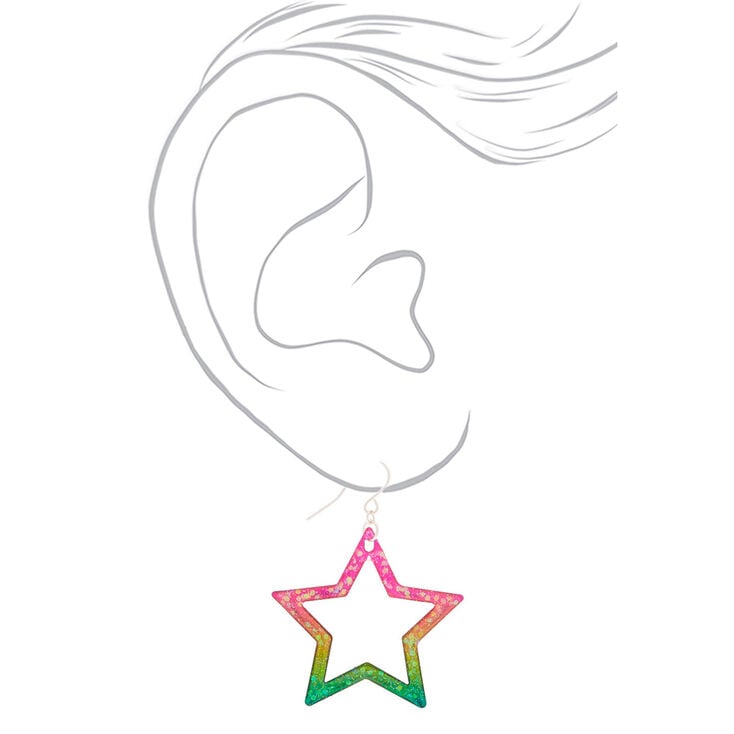 1.5&quot; Rainbow Star Drop Earrings,