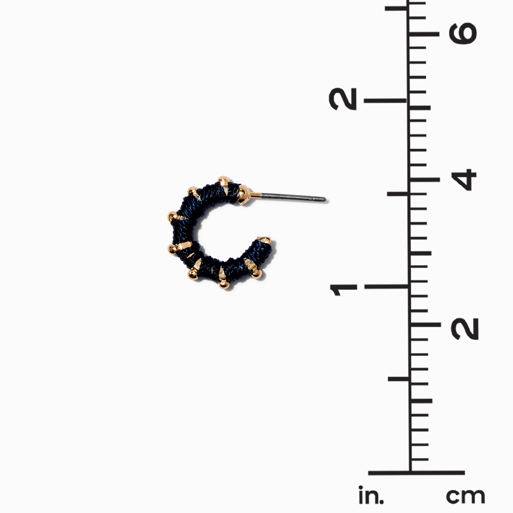 Navy-Wrapped & Gold-tone Earring Stackables Set - 6 Pack