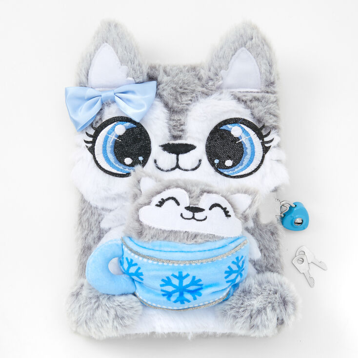 Husky Teacup Furry Lock Diary,